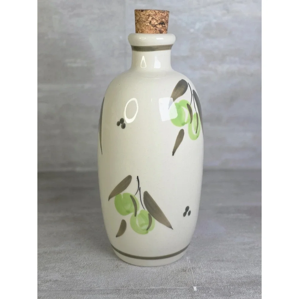 Hand Painted Beneoliva Olive Oil Ceramic Bottle World Market Handmade In Spain